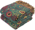 Boho Throw Blanket for Bed 100% Cotton Soft Quilt Home Livingroom Decor Spring Bed Blankets,Floral Reversible All Season Breathable Throw for Sofa Couch Chair 80"x90"