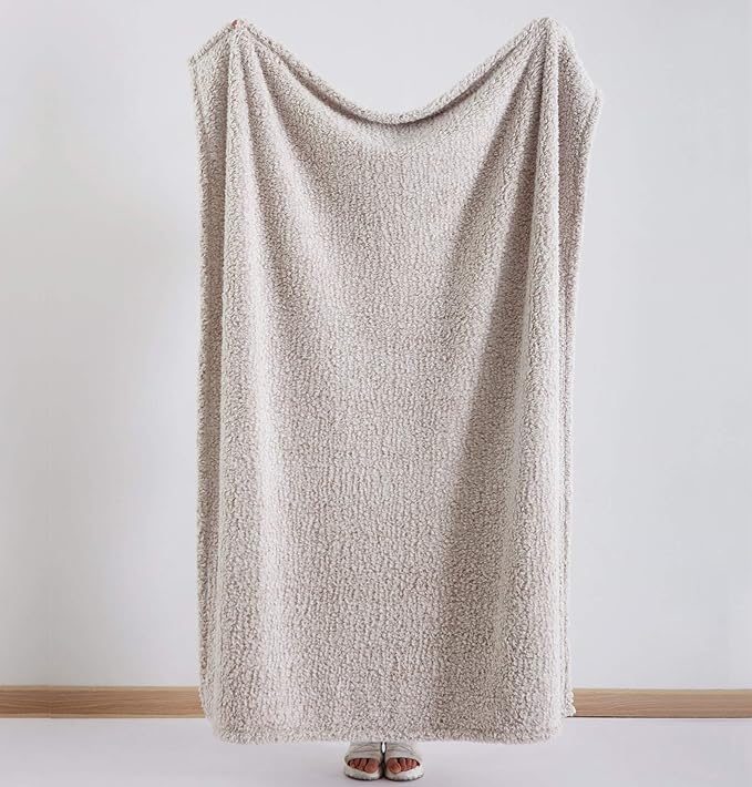 Ultra Soft Cozy Sherpa Throw Blanket, 2 Tones Ombre Light Brown Pattern Reversible, Light Weight Warm Decorative Boho Style Throw Blanket Cover for Sofa, Couch, Bedroom,Travel, 60”x80”