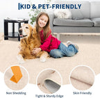 GarveeHome Washable Area Rugs 8x10 Bow Neutral Beige Rug Non Slip Living Room Rug Soft Rugs for Bedroom Low Pile Stain Resistant Carpet for Nursery Dining Room Playroom, Beige