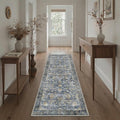 GENIMO Runner Rug 2x6 Non Slip Machine Washable Vintage Hallway Runner Rug, Low Pile Lightweight Rugs for Entryway, Hallway, Kitchen and Corridor, Distressed Blue Taupe