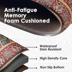 Arttown Boho Anti-Fatigue Kitchen Rug Set of 2 Ethnic Red Cushioned Floor Standing Mat Waterproof Non-Slip Mat and PVC Ergonomic Comfort Foam Rug