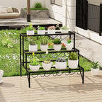3 Tier Metal Plant Stand Outdoor Indoor, Heavy Duty Flower Pot Holder Display Shelf,Multifunctional storage rack for Patio Garden Livingroom Bedroom,Black