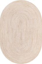 Unique Loom Braided Jute Collection Area Rug - Dhaka (5' 1" x 8' Oval, White)