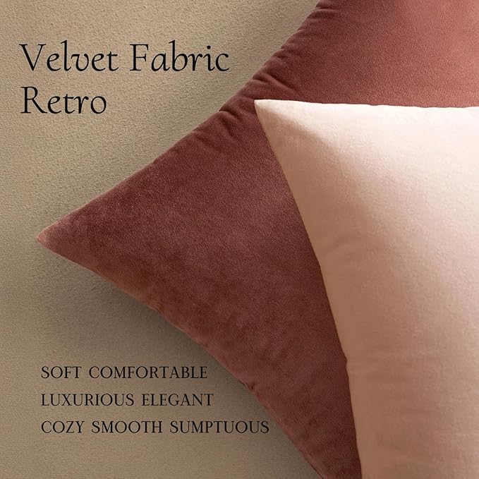MIULEE Velvet Throw Pillow Covers 20x20 Inch, Pack of 2 - Pink, Super Soft Decorative Square Cushion Cases Modern Luxury Valentines Spring Home Decor for Sofa,Couch,Bed,Chair