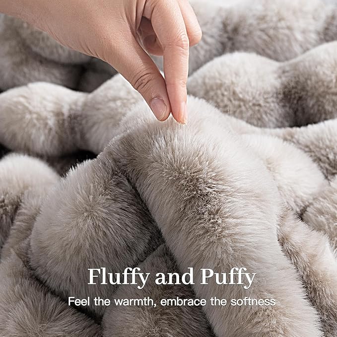 NEXHOME PRO Faux Fur Throw Blanket, Ultra Soft Cozy Warm Fuzzy Fluffy Plush Reversible Blanket for Couch, Sofa, Bed, Home Decor Gift, Tie-dye Grey 5060