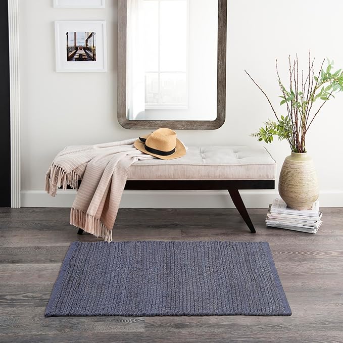 Nourison Home Natural Jute Navy 2' x 3' Area Rug - Easy Clean, Non Shedding, Bed Room, Living Room, Dining Room, Kitchen (2' x 3')