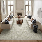 Washable Rugs for Living Room: 10x14 Area Rugs for Bedroom Ultral Soft Non-Slip Stain Resistant Vintage Boho Large Carpet for High-Traffic Dining Room - Farmhouse Decor
