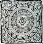 Black White Elephant Flower Mandala Mandala Barmeri Large Floor Pillow Cover Cushion Meditation Seating Ottoman Throw Cover Hippie Decorative Zipped Bohemian Pouf Ottoman Cases 24 " square