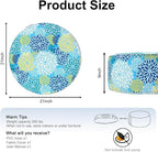 Inflatable Ottoman Stool D21 xH9 for Outdoor/Indoor Use, Water Repellent Patio Foot Rest Stool with Portable Handle,Round Pouf Ottoman Suitable for Garden,Deck and Camping - Dahlia Blue