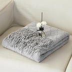 Throw Blanket for Couch Bed, Sofa Knit Blanket Farmhouse Throw for Living Room, Decorative Fall Throw Blanket for Chair, Outdoor Textured Boho Blanket（Grey 51x67In）