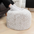 Asuprui Pouf Ottoman Unstuffed Ottoman Foot Rest No Filler Soft Fur Foot Stool 20x20x12 Inches Fuzzy Chair Floor Pouf Chair with Storage for Living Room Bedroom Snow Coffee