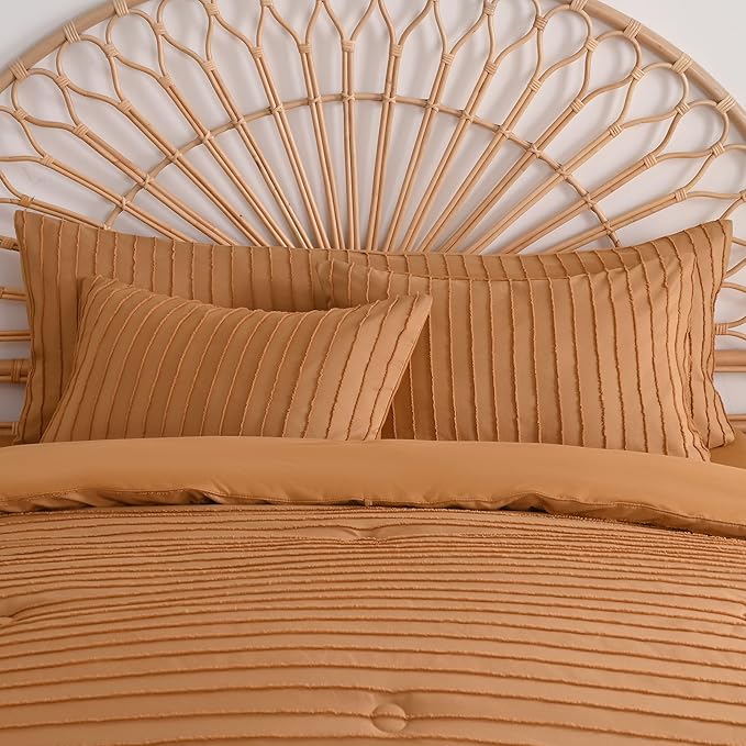 JELLYMONI Pillowcases Body Size Rust 1 Pack Boho Striped Bed Pillow Covers 20x54in Polyester Envelope Pillow Shams Tufted Bohemian Textured (Pillows are not Included)
