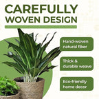 Set of 3 Woven Seagrass Planter Baskets – Handwoven Decorative Storage Baskets for Indoor Plants, Boho Home Decor, Living Room & Entryway Display – No Handle Design