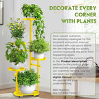 TOSKING 5-Tier Metal Plant Stand, Anti-Tip Round Base for Pots, Child & Pet Friendly, Space Saving Corner Shelf Flower Pot for Indoor Outdoor Use, Living Room Balcony Garden Patio Bedroom (Yellow, 38in)