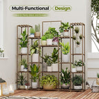 Bamworld Plant Shelf Indoor Hanging Plant Stand Outdoor Large Plant Shelves Tall Flower Holder wooden plant stand for Multiple Plants Plant Rack for Living Room Balcony Decor Garden Clearance Deals 17 Pots Plant Table