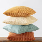 MIULEE Boho Farmhouse Decorative Throw Pillow Covers 18x18 Inch 4 Packs Soft Vintage Pillow Cases Modern Corduroy Patchwork Cushion Covers for Couch Sofa Bed Home Decor, Teal-Rust