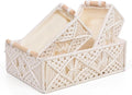 ANMINY 3PCS Macrame Storage Baskets for Organizing Boho Decor Baskets Storage Bins with Wood Handles Handmade Decorative Storage Boxes with Removable Liner Toilet Tank Bathroom Self Basket Organizer