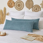 Kevin Textile 20x54 Inch Long Body Lumbar 1 Pack Boho Decorative Throw Pillow Cover Soft Striped Corduroy Rectangle Cushion Case Farmhouse Accent for Living Room Couch Sofa Bed, Blue Grey