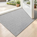 LUMI Ultra Thin Indoor Door Mat for Entrance 17"x30", Non Slip Entryway Mat, Low Profile Doormat, Unique Herringbone Design Carpet for Inside, Patio, Porch, Gray