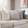 Fancy Homi Set of 4 Grey and White Boho Decorative Throw Pillow Covers 24x24 Inch for Couch Bed Sofa, Aesthetic Modern Bohemian Room Decor, Soft Fuzzy Fluffy Cozy Corduroy Cushion Case 60x60cm