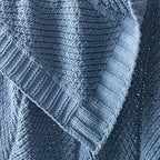 Amélie Home Chevron Chenille Knit Throw Blanket for Couch Bed, Classic Texture Decorative Soft Blanket for Sofa, Chair & Bedroom, 50"x60", Blue