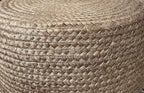 Jute Pouf Ottoman | Footrest Pouf | Hand Braided - Round Boho Pouffe - for Living Room, Bedroom, Nursery (20"x20"x10") Natural