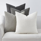 Topfinel 4 Packs Grey Decorative Throw Pillow Covers 24x24 Inch for Living Room Couch Bed Sofa, Boho Western Farmhouse Home Decor, Square Soft Moss Corduroy Fall Cushion Case 60x60 cm