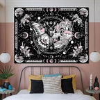 Skeleton Butterfly Tapestry Pink Skull Hippie Mushroom Plants Tapestry for Bedroom Moon phase Aesthetic Tapestries Wall Hanging for Living Room Dorm (Pink, 60” x 44”)