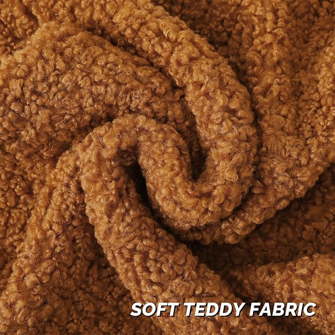 FUTEI Rust Throw Pillow Covers 20x20 Inch Set of 2,Furry Faux Fur Teddy Boucle Textured Cushion Covers,Soft Fluffy Decorative Pillow Case,Home Decor for Couch Bed Living Room Office Car