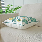 vctops Floral Embroidered Pillow Covers 18x18 Inch Spring Summer Cotton Tufted Throw Pillow Cover Outdoor Garden Cushion Case for Sofa, Bed, Living Room (Flower H,18"x18")