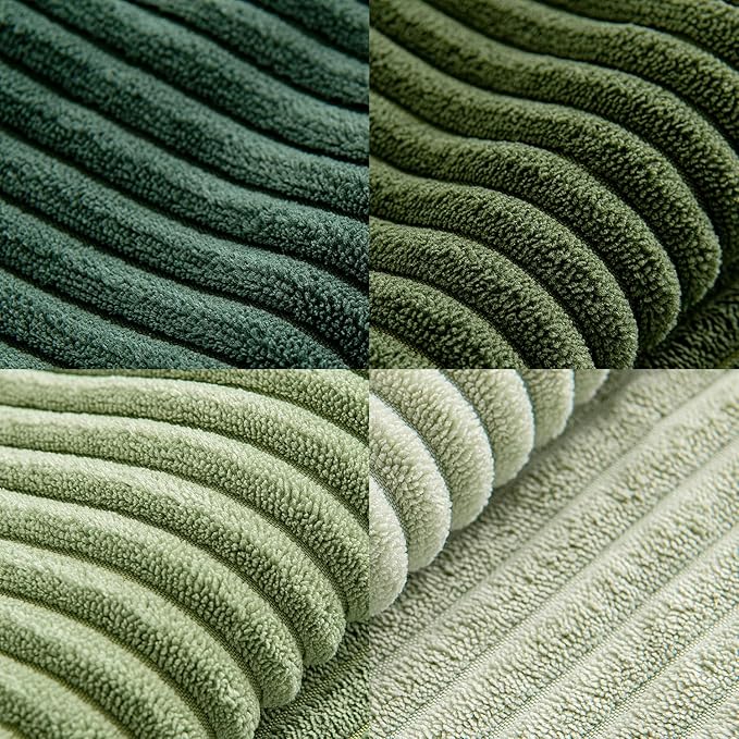 MIULEE Spring Green Decorative Throw Pillow Covers 22x22 Inch Set of 4 Boho Farmhouse Cushion Covers Mordern Nordic Pillow Cases Soft Corduroy Gradient Home Decor for Couch Sofa Living Room Bed