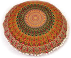 Large Round seat Floor Cushion Chair Ottoman Cover Pouf Pillow Meditation Floor Cushions for Adults Seating pouffe Ottoman Throw Covers Craft Room Furniture Sitting Cover 22 Inches Red Yellow