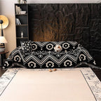 VClife Bohemian Couch Cover for Sofa Washable Chenille Sofa Cover, White Black Tribal Geometric Sofa Slipcover Vintage Sofa Slip Cover for 2 Cushion Couch 71" X 118"