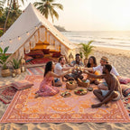Boho Picnic Blankets 80''x 80'' Extra Large Beach Blanket Waterproof Sandproof Foldable Machine Washable Vintage Grass Lawn Park Mat for Family Camping Party Music Festival
