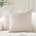 Topfinel Cream Boho Decorative Throw Pillow Covers 20x20 Inch for Couch Sofa Bed, Soft Corduroy Striped Patchwork Windmill Textured Neutral Square Cushion Covers Accent Home Decor 50x50cm Set of 2