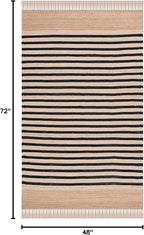 SAFAVIEH Natural Fiber Collection Area Rug - 4' x 6', Natural & Black, Rustic Farmhouse Boho Striped Style, Handmade Jute & Cotton, Ideal for The Living Room, Bedroom, Dining Room (NFB325Z-4)