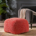 Foamma Pouf Ottoman 20" 20"x14", Coral - Square Ottoman Foot Rest for Living Room and Bedroom, Spongy Pouf Footstool with Microfiber Chenille Cover, Foot Rest for Couch with Removable Cover
