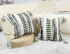 Boho Throw Pillow Covers 18x18 Aesthetic Neutral Boucle Couch Pillow Cover Rainbow Striped Decorative Accent Pillow Case for Couch Bed Sofa Farmhouse Bedroom,Modern Funky,Set of 2 Sage Green