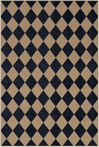 Lahome Colette Checkered Easy Jute Patio Rug, 6x9 Washable Indoor Outdoor Rug, Farmhouse Neutral Non Slip Non Shedding Low Pile Floor Carpet for Deck Living Dining Room Office Mudroom