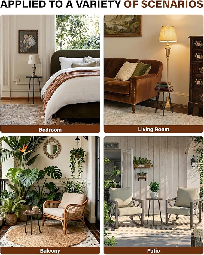 Plant Stand Indoor Tall: Corner Wood Plant Stand 2 Pack Mid Century Modern Decor - Small Round Plant Table for Indoor Plants - Outdoor Plant Holder for Patio Living Room Bathroom Office (Black)