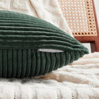 Fancy Homi Set of 2 Dark Green Long Lumbar Decorative Throw Pillow Covers 16x24 Inch for Living Room Couch Bed, Boho Farmhouse Forest Green Home Decor, Soft Corduroy Corss Textured Cushion Case