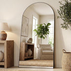Antok 81" x41” Arched Full Length Floor Mirror, Black Aluminum Frame, Free Standing/Wall Mount/Leaning for Bedroom, Living Room, Dressing Room