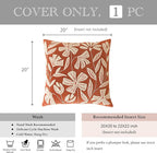 BlissBlush 20x20 Throw Pillow Cover, Brick Red Square Decorative Cushion Cover for Couch Sofa, Floral Tufted Embroidered Velvet Farmhouse Accent Pillowcase (Cover Only)