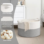 Goodpick Large Storage Basket 19.7'' x 12.6'', Basket for Blankets Living Room, Toy Storage Organizer for Clothes, Toys, 65L Grey