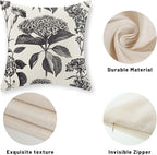 Black Pillow Covers 18x18 Set of 2 Vintage Boho Floral Hydrangea Herbs Botanical Throw Pillow Cover Outdoor Flower Decoration Pillowcase Linen Farmhouse Cushion Case Decorative for Couch Sofa