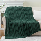 Battilo Christmas Dark Green Throw Blanket for Couch, Woven Chenille Knit Throw Blanket Versatile for Chair, 51 x 67 Inch Super Soft Warm Decorative Textured Blanket for Bed, Sofa and Living Room
