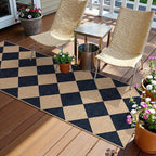 Lahome Colette Checkered Easy Jute Runner, 2x6 Kitchen Runner Rug Non Slip Washable Outdoor Rug for Entryway Indoor, Checkerboard Black Indoor Outdoor Carpet for Hallway 6ft Entry Front Door