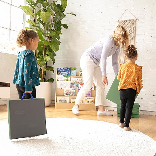ECR4Kids SoftZone Floor Cushions, Square, Flexible Seating, Hunter Green, 6-Piece