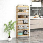 Bamboo Rack, Adjustable Bamboo Shelf, Stand Utility Storage Shelf Multifunctional Bathroom Kitchen Living Room Holder Plant Flower Stand (6-Tier)
