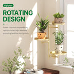 Rotating Window Shelves for Multiple Plants Indoor,3-tier Metal Corner gold Plant Stand Holder Floating Hanger Shelf for Wall，Windows Sill Gifts for Planter Lover to Enhance Home Decor